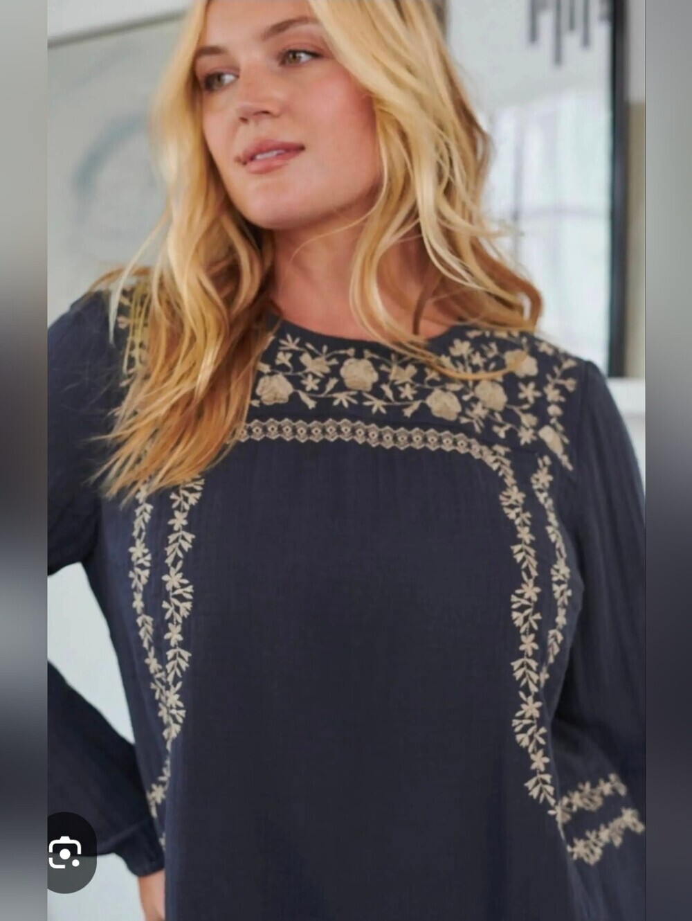 Embroidered Long-Sleeve Peasant Top
